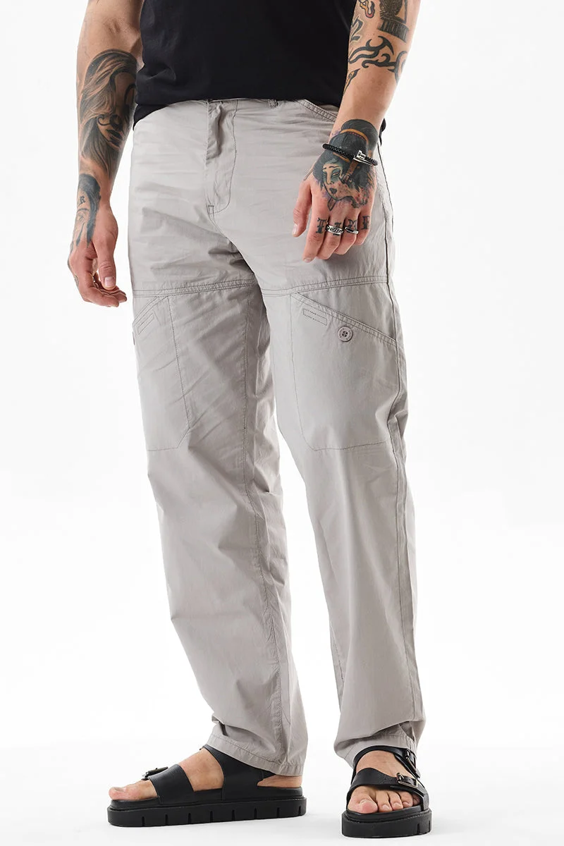 Snitch Beige Relaxed Fit Cotton Beige Cargo Pants for Men | Best Price UAE